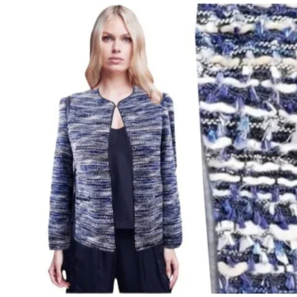 Alfred Dunner Petite Tweed Open Boxy Blazer Jacket - Picture 2 of 8